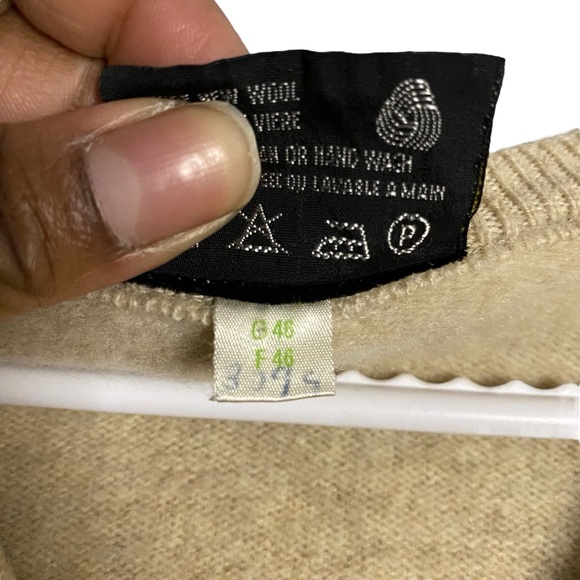 Wolsey Women's Tan Argyle 100% Lambswool Knit Sweater - Picture 6 of 8